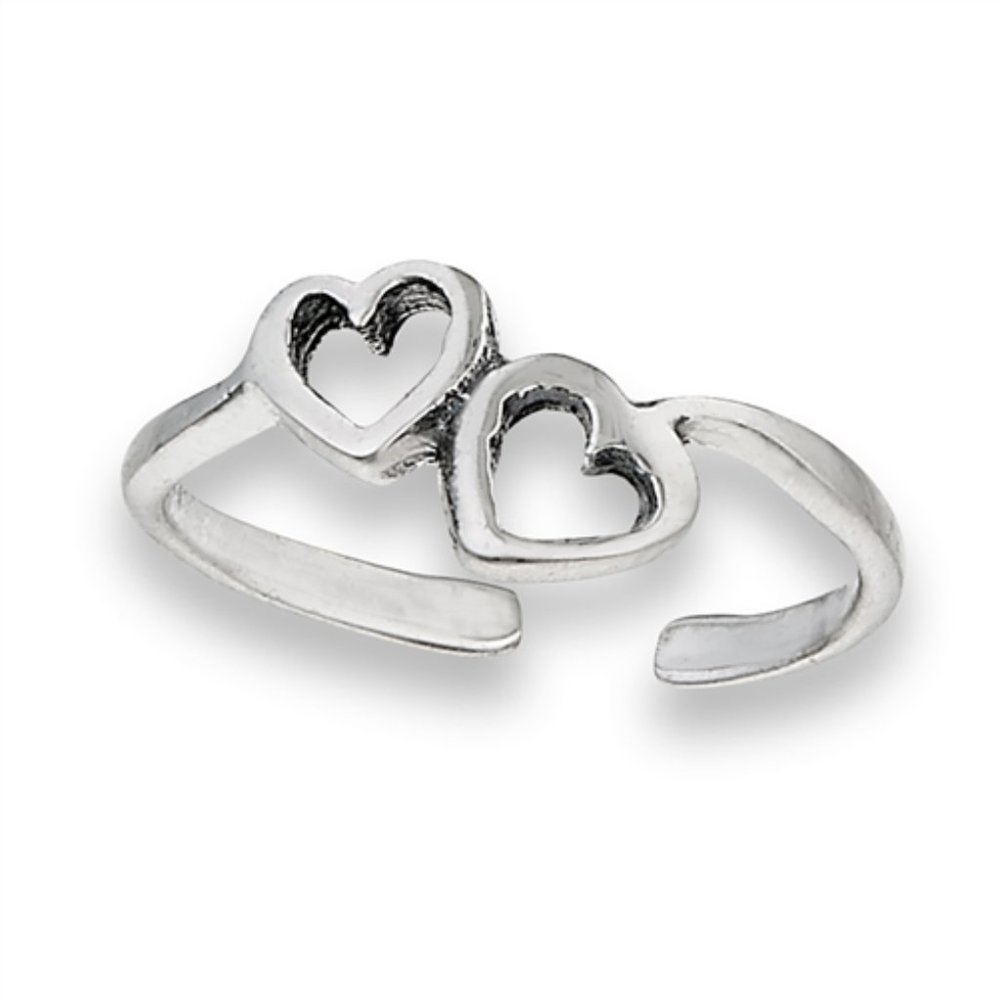 NWT- Sterling Silver (925) Double Heart Toe Ring - Picture 2 of 5